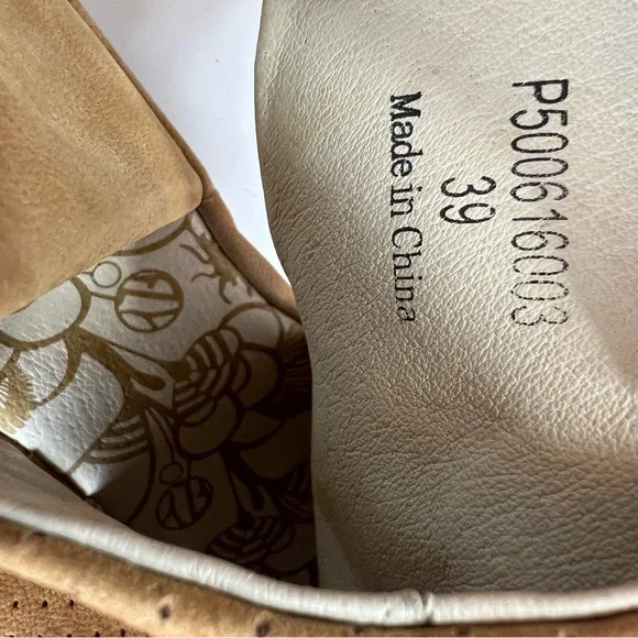 FLY London Yema Taupe Peep Toe Wedge Sandals Size 39/8-8.5 Chunky Cleat Boho - Picture 11 of 12